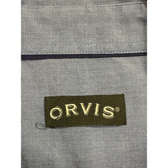 Large Orvis Heritage Wash Solid Blue Button Up Long Sleeve Shirt - Picture 3 of 11